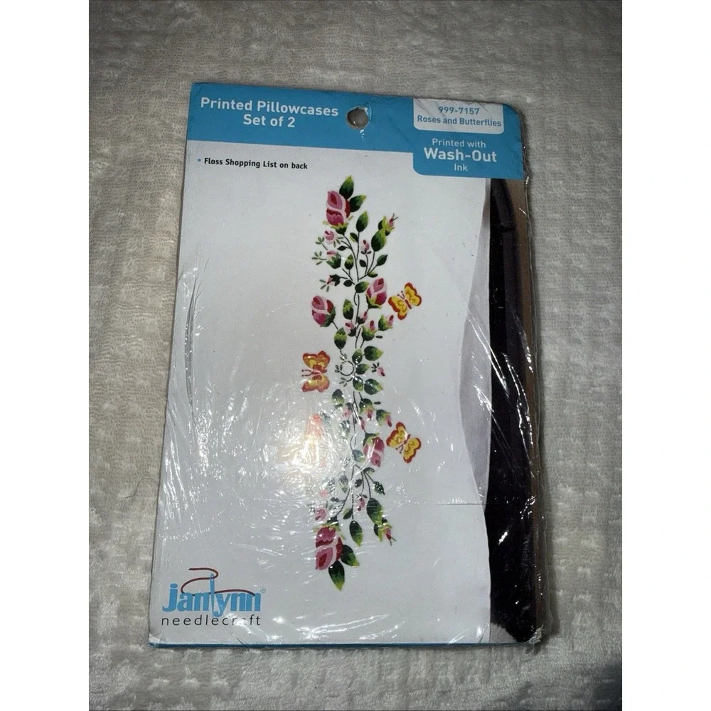 Janlynn Pillowcases - Roses And Butterflies - Stamped Embroidery